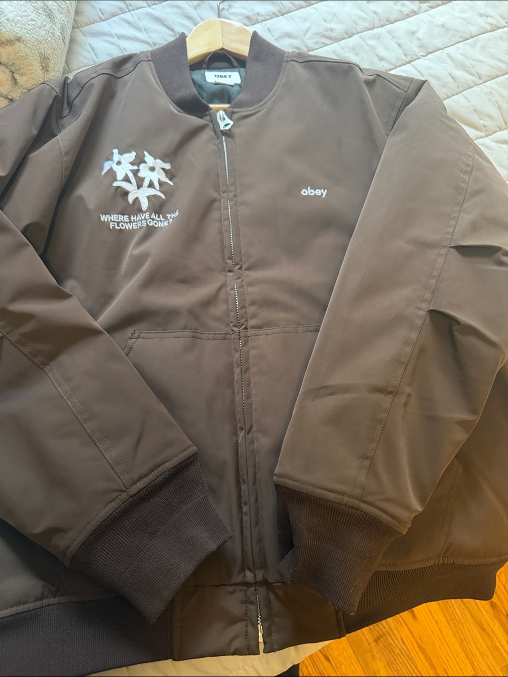Obey Brown Floral Embroidered Bomber